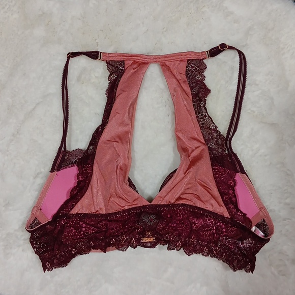 Like new! VS PINK date push up burgundy lace racer back bra 32B - Picture 7 of 8